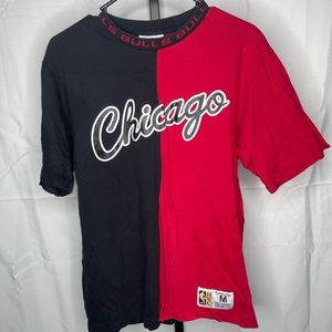 Chicago Bulls T-Shirt Half/Half Black/Red